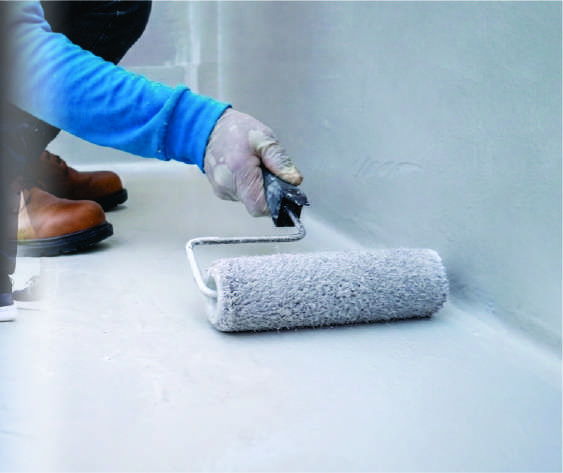 Applying white membrane to an upstand